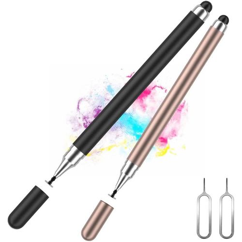 Stylo Tactile 2 En 1 Stylo, Stylet Pour Écran Tactile, Pointe De Disque Haute Sensibilité Du Stylo Capacitif, Universel Pour Apple / Phone/Ipad Pro/Mini/Air/Android (2 Pièces)