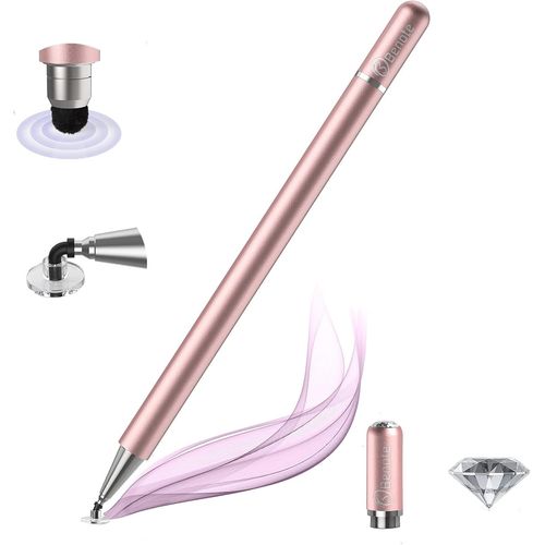 Stylet Pour Écrans Tactiles, Stylet Capacitif Haute Sensibilité 2 En 1, Disque Et Pointes De Fibre Fine, Dessin Et Écriture, Compatible Ipad, Air, Android Et Plus, Or Rose
