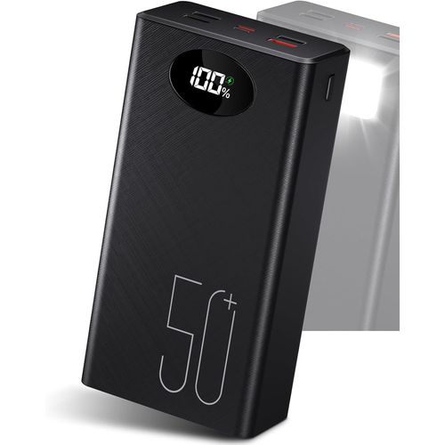 Batterie Externe Power Bank 50000 Mah Portable Batterie Externe De Charge Rapide 22,5 W Avec 5 Sorties Et 2 Entrées Et Lampe De Poche Mp3 6gbbg6