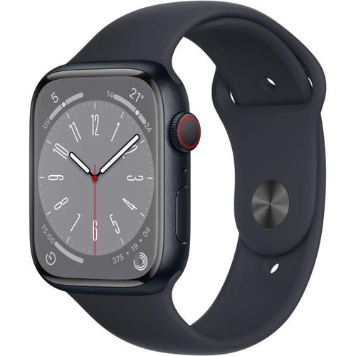 Apple Watch Series 8 (Gps + Cellular) - Boîtier 45 Mm Aluminium Minuit Avec Bracelet Sport Minuit