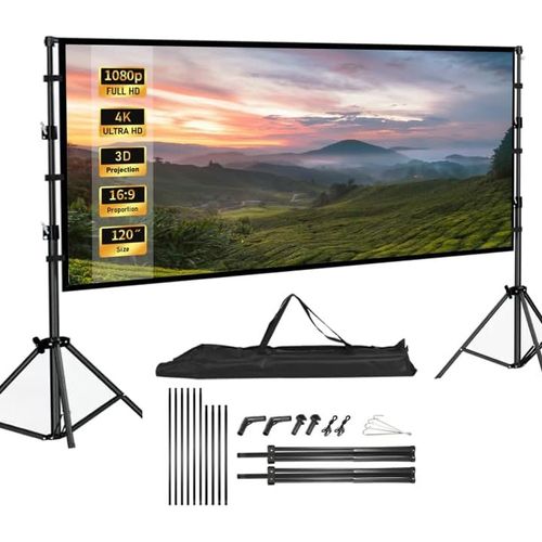 Écran Videoprojecteur 120 Pouces Pliable 16 9 4K Hd Ecran De Projection Sur Pied, Ecran Projecteur Avec Sac De Transport Pour Cinéma Maison Bureau Voyage