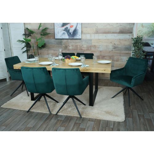 Lot De 6 Chaises De Salle À Manger Hwc-L91, Chaise De Cuisine Accoudoir Pivotant Auto-Position Tissu/Textile   Vert