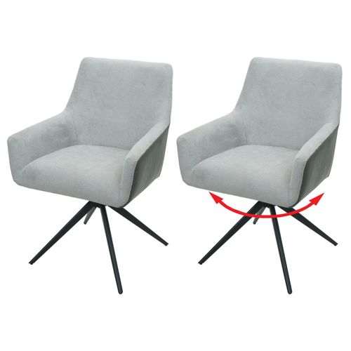 Lot De 2 Chaises De Salle À Manger Hwc-L91, Chaise De Cuisine Accoudoir Pivotant Auto-Position Tissu/Textile   Gris Clair Similicuir Gris Foncé