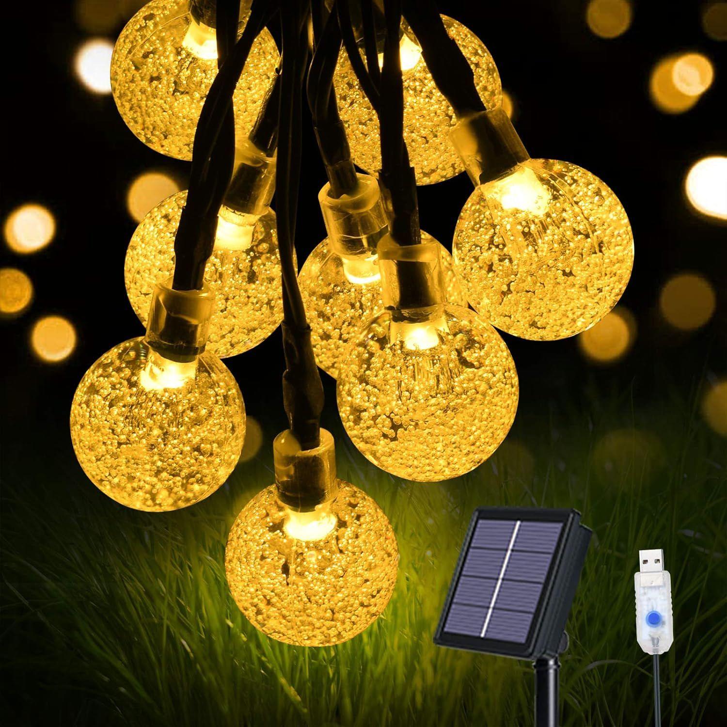 Guirlande Lumineuse Solaire à 100 LED, Rechargeable par USB –
