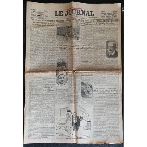 Le Journal 5 Heures Du Matin N° 13514 Du Jeudi 17 Octobre 1929 - Collision De Trains Gare De Lyon - Une Jeune Fille Étouffe Son Nouveau-Né Le Père Brûle Le Cadavre - Période Art Déco Boutique Axonalix