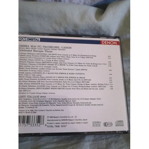 Coffret Deux Cd De Concerti Grossi Francesco Geminiani Et Un Cd Ombra Mai Fu/Pachelbel