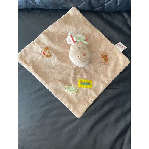 BENGY DOUDOU GIRAFE BEIGE PLAT ECRU JUNGLE 23*23CM