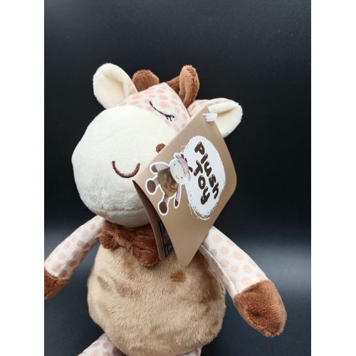 Doudou peluche girafe vache - marron beige - plush toy - env. 32cm