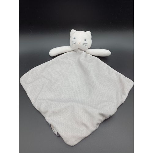 Doudou plat chat gris blanc - Hello Bonjour - Obaibi