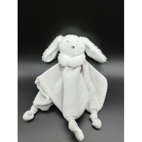 Doudou Peluche Lapin Plat Blanc Et Gris B&M