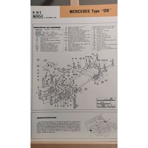 Fiche Technique De La Revue Technique Carrosserie Mercedes Type 126 Numéro 92c