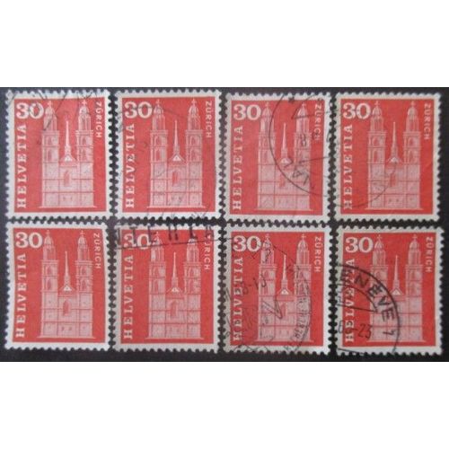 Suisse N°648a X 8 Fluo Oblitéré
