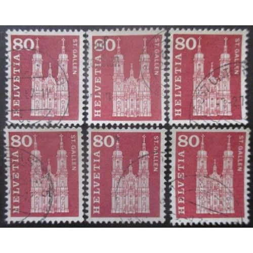 Suisse N°655a X 6 Fluo Oblitéré