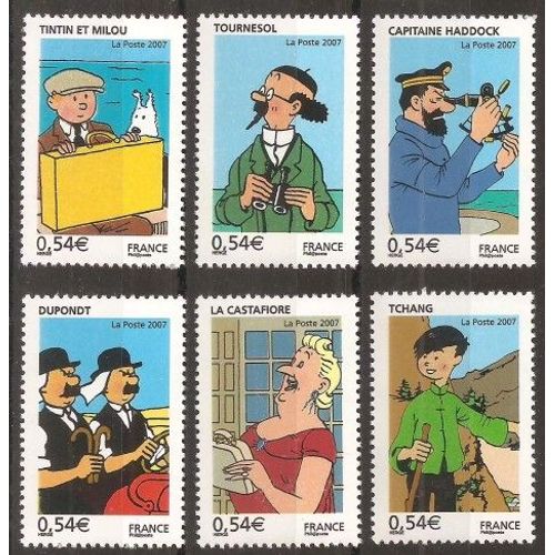 France 2007, Très Belle Série Complète Neuve** Luxe Yvert 4051 4052 4053 4054 4055 4056, Les Voyages De Tintin, Tintin Et Milou, Tournesol, Haddock, Les Dupond, Castafiore Et Tchang.