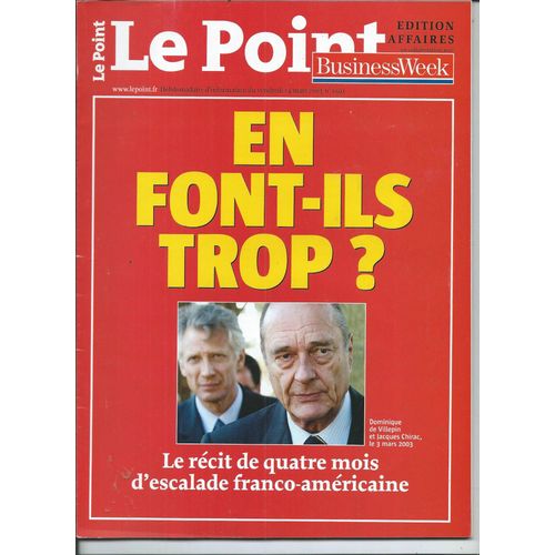 Le Point 14/03/2003 Hans Blix, André Tarallo, Jacques Peyrat, Marc Chagall, Spike Lee, Louis Malle, Andreï Makinele,Duo Tatu, Diane Dufresne, Montserrat Figueras,Diane Tell Par P. Besson,Kylie Minogue