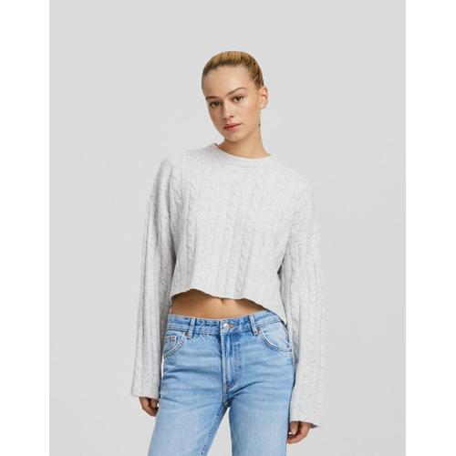  Pull Col Montant Boxy Fit Femme L Gris