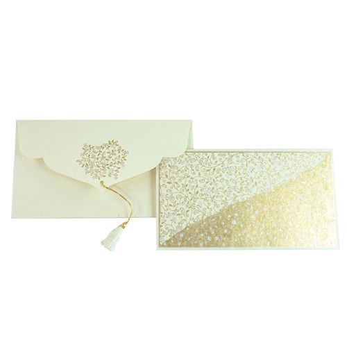 Papertree Eva Lot De 5 Enveloppes Cadeau 19x10cm - Ivoire/Or/Argent