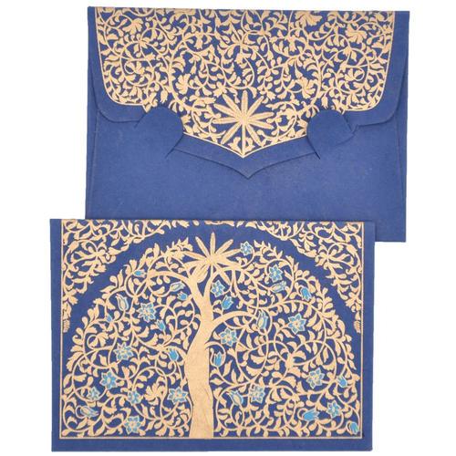 Papertree Gaïa 5 X Mini Enveloppe Message + Carte 8,5x6cm Bleu