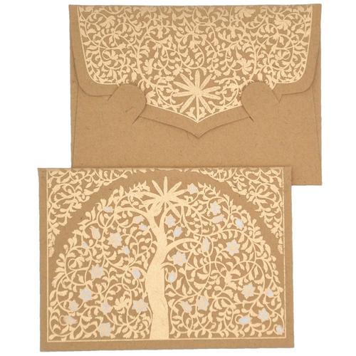 Papertree Gaïa 5 X Mini Enveloppe Message + Carte 8,5x6cm Cappucino