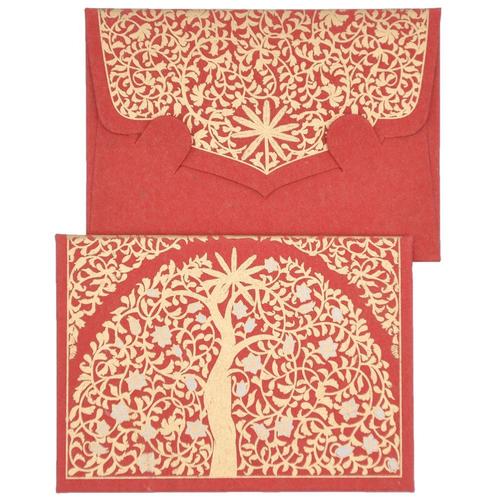 Papertree Gaïa 5 X Mini Enveloppe Message + Carte 8,5x6cm Ivoire/Rouge