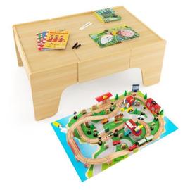 Table circuit train en bois 80 pièces pour enfant