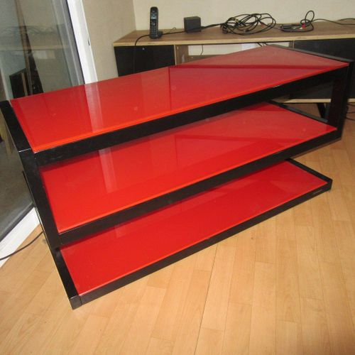 Norstone - Meuble Tv Esse Noir Verre Rouge