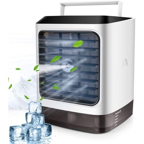 Refroidisseur D'air Personnel, Climatiseur ?Aporatif Portable 4 En 1 Am?Ior?Avec 7 Lumies Led/Purificateur/Humidificateur/Ventilateur De Bureau 3 Modes, Ventilateur De Climatiseur Silencieux Mini Usb
