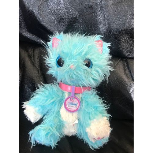 Doudou Peluche Scruff-A-Luvs Blue Puppy Kitten Or Bunny Little Live Pets 2017 Bleu Et Blanc Collier Rose 22cm