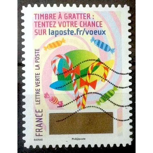 Voeux 2016 - Plus Que Des Voeux - Verticaux - Chapeau Et Bonbons (Très Joli N° 1344) Obl - France Année 2016 - Brn83 - N32226
