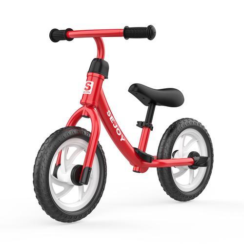 Draisienne Sejoy Enfant Vélo Sans Pédales Pour Enfants De 2 À 6 Ans, Selle Hauteur Réglable, Structure En Acier Carbone, 12"Eva, Rouge