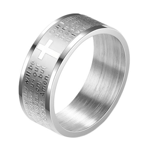 Zense - Bague Homme Avec Prière Du Notre Père Croix Latine Zr0152