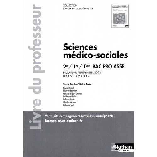 Sciences Médico-Sociales 2e/1re/Tle Bac Pro Assp - Livre Du Professeur