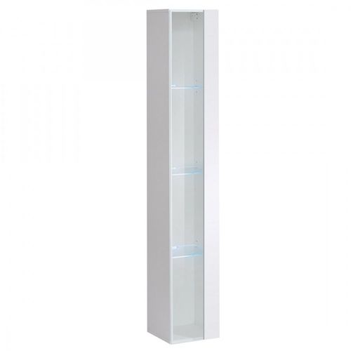 Vitrine Suspendue Blanche Avec 1 Porte Vitrée Et Éclairage Led Inclus. Collection Switch.