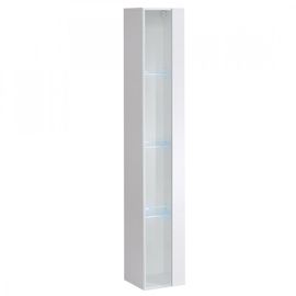 Vitrine Suspendue Blanche Avec 1 Porte Vitrée Et Éclairage Led Inclus. Collection Switch.