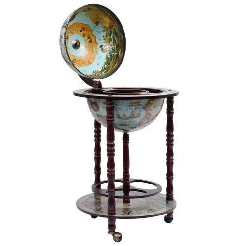 Vidaxl Bar Sous Forme De Globe Bois D'eucalyptus Bleu