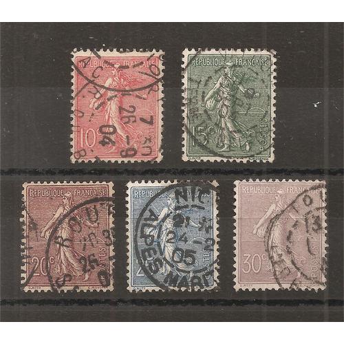 129 À 133 (1903) Série Des Semeuses Lignées Oblitérées (Cote 10,6e) (6628)
