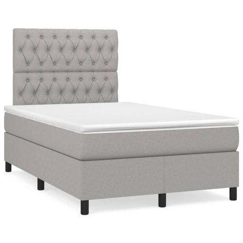 Vidaxl Lit À Sommier Tapissier Avec Matelas Gris Clair 120x200cm Tissu