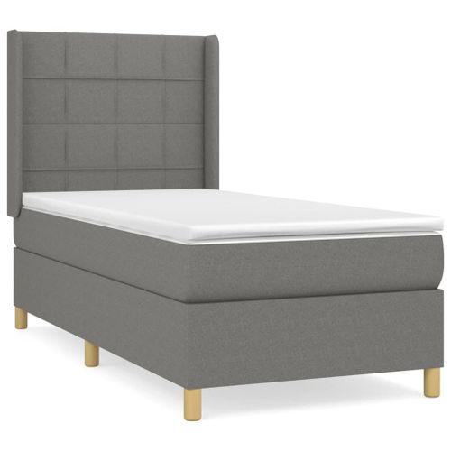 Vidaxl Lit À Sommier Tapissier Avec Matelas Gris Foncé 100x200cm Tissu