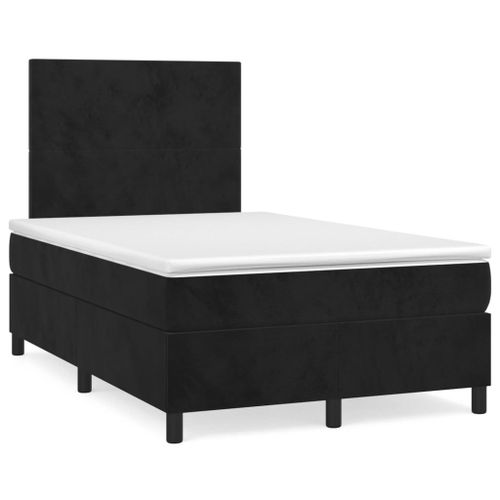 Vidaxl Lit À Sommier Tapissier Avec Matelas Noir 120x200 Cm Velours