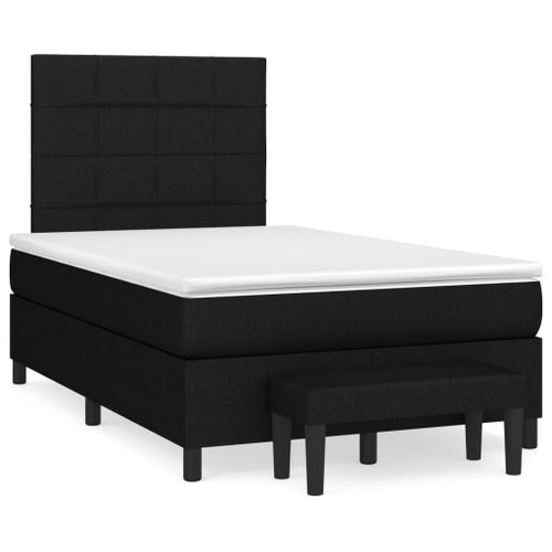 Vidaxl Lit À Sommier Tapissier Avec Matelas Noir 120x200 Cm Tissu