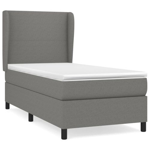 Vidaxl Lit À Sommier Tapissier Avec Matelas Gris Foncé 100x200cm Tissu
