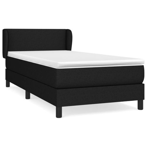 Vidaxl Lit À Sommier Tapissier Avec Matelas Noir 100x200 Cm Tissu