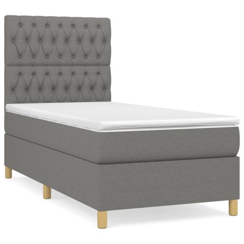 Vidaxl Lit À Sommier Tapissier Avec Matelas Gris Foncé 100x200cm Tissu