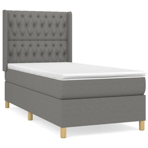 Vidaxl Lit À Sommier Tapissier Avec Matelas Gris Foncé 100x200cm Tissu