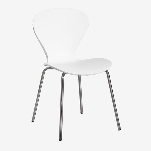 Lot De 4 Chaises De Salle À Manger Empilables Blanc Gris Chromé