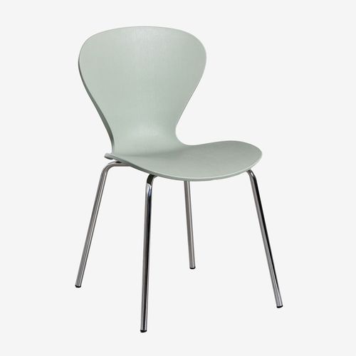 Lot De 4 Chaises De Salle À Manger Empilables Céladon Gris Chromé