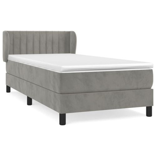 Vidaxl Lit À Sommier Tapissier Et Matelas Gris Clair 100x200cm Velours