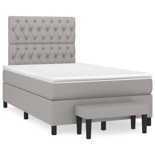Vidaxl Lit À Sommier Tapissier Avec Matelas Gris Clair 120x200cm Tissu