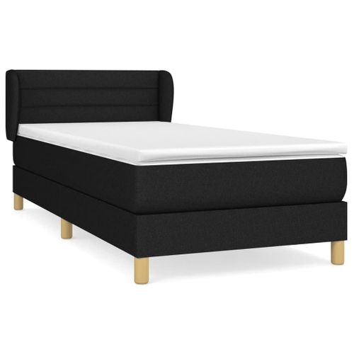 Vidaxl Lit À Sommier Tapissier Avec Matelas Noir 100x200 Cm Tissu