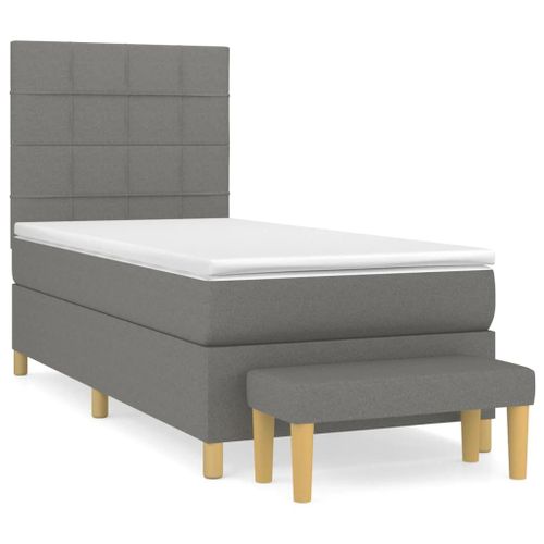 Vidaxl Lit À Sommier Tapissier Avec Matelas Gris Foncé 100x200cm Tissu